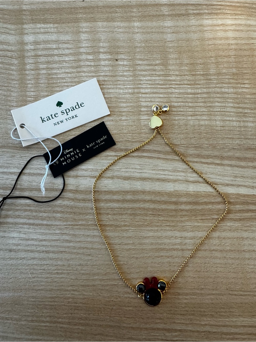 Kate Spade Gold Minnie Mouse Bracelet- Red & Black